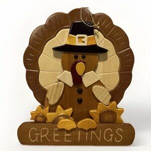 Autumn Accents Thanksgiving Turkey Wooden Hanging Wall Door Decor Sign 2004